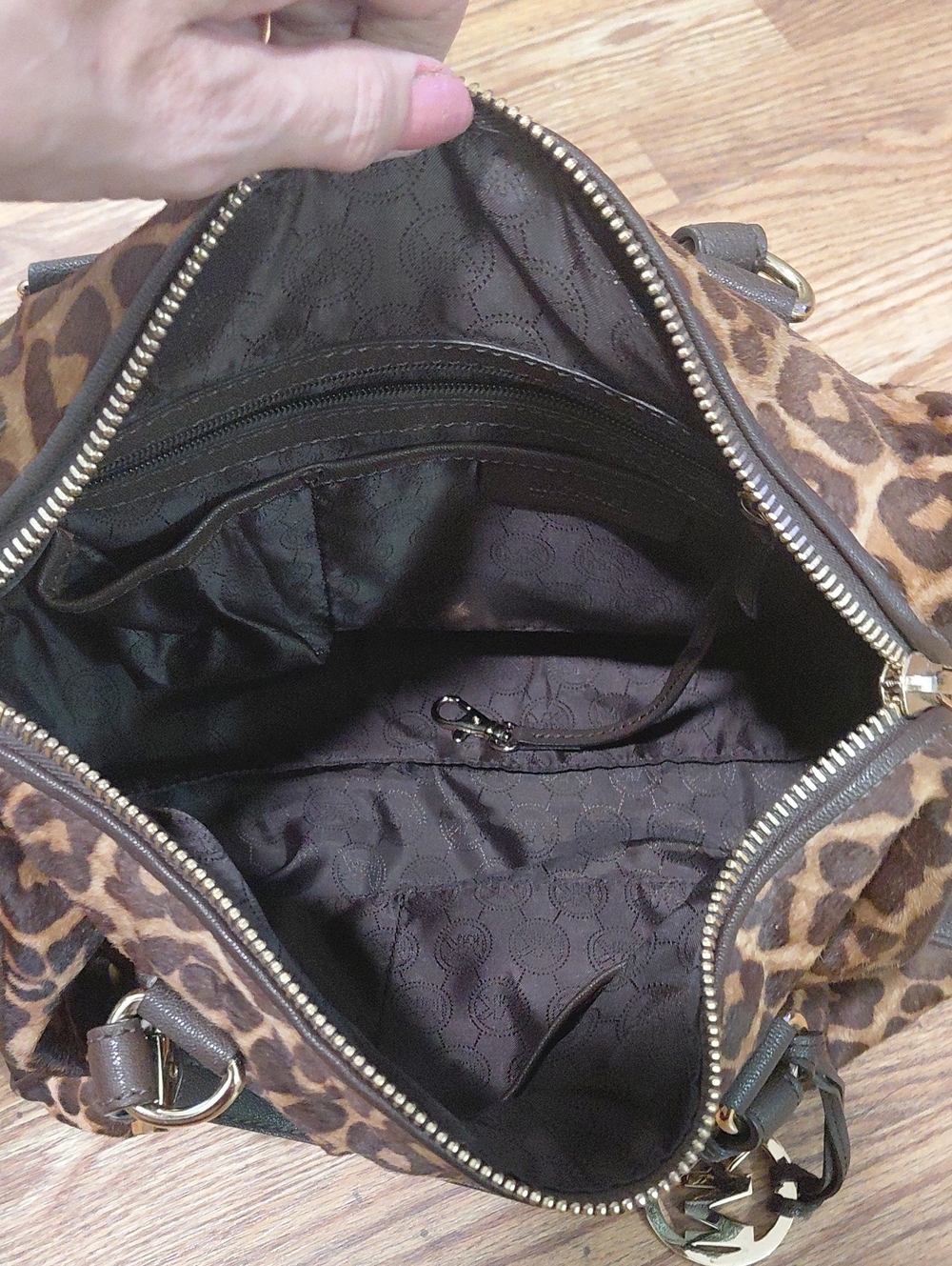 Michael Kors Brown Leopard Print Satchel Shoulder Hand Bag - Picture 8 of 13